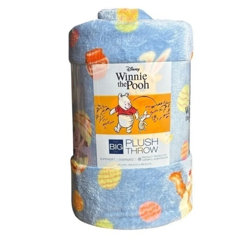 Disney Winnie the Pooh Easter Spring Soft Plush Throw Blanket Big One 5x6 NEW